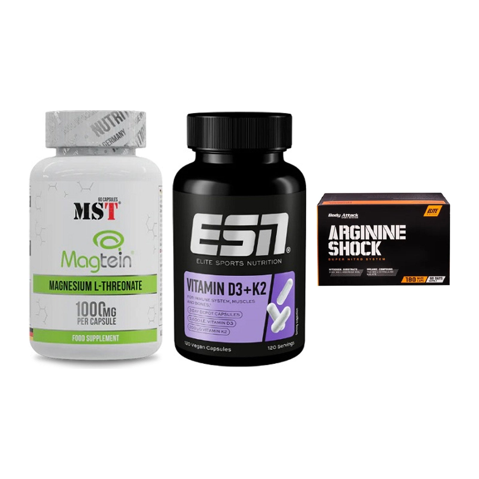 Ausdauer-Set: MST Magnesium + ESN Vitamin D3 + Body Attack – alle enthaltenen Artikel