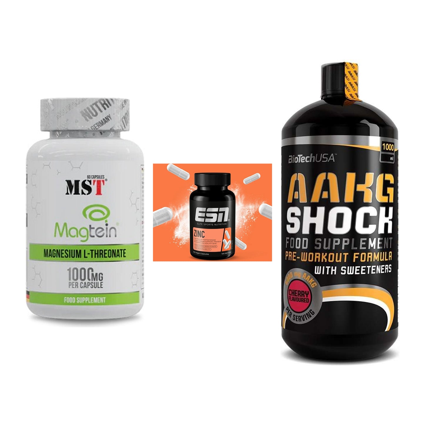 Ausdauer-Set: MST Magnesium + ESN Zinc + BioTech AAKG – alle enthaltenen Artikel