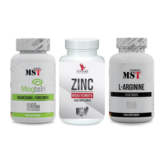 Ausdauer-Set: MST Magnesium + #GYMJUICE ZINC + MST L-Arginine – alle enthaltenen Artikel