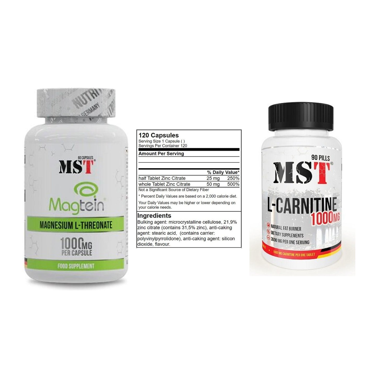 Ausdauer-Set: MST Magnesium + GN Zinc Citrate + MST L-Carnitine – alle enthaltenen Artikel