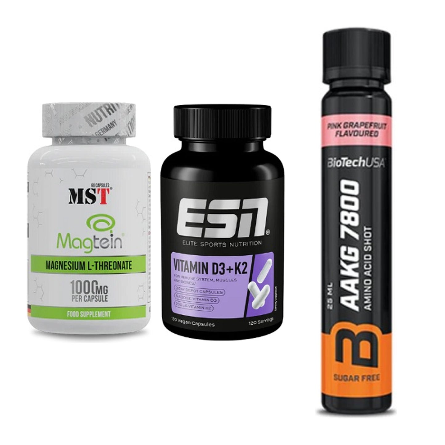 Ausdauer-Set: MST Magnesium + ESN Vitamin D3 + BioTech AAKG – alle enthaltenen Artikel