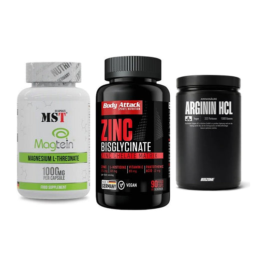 Ausdauer-Set: MST Magnesium + Body Attack Zink + Big Zone L-Argin – alle enthaltenen Artikel