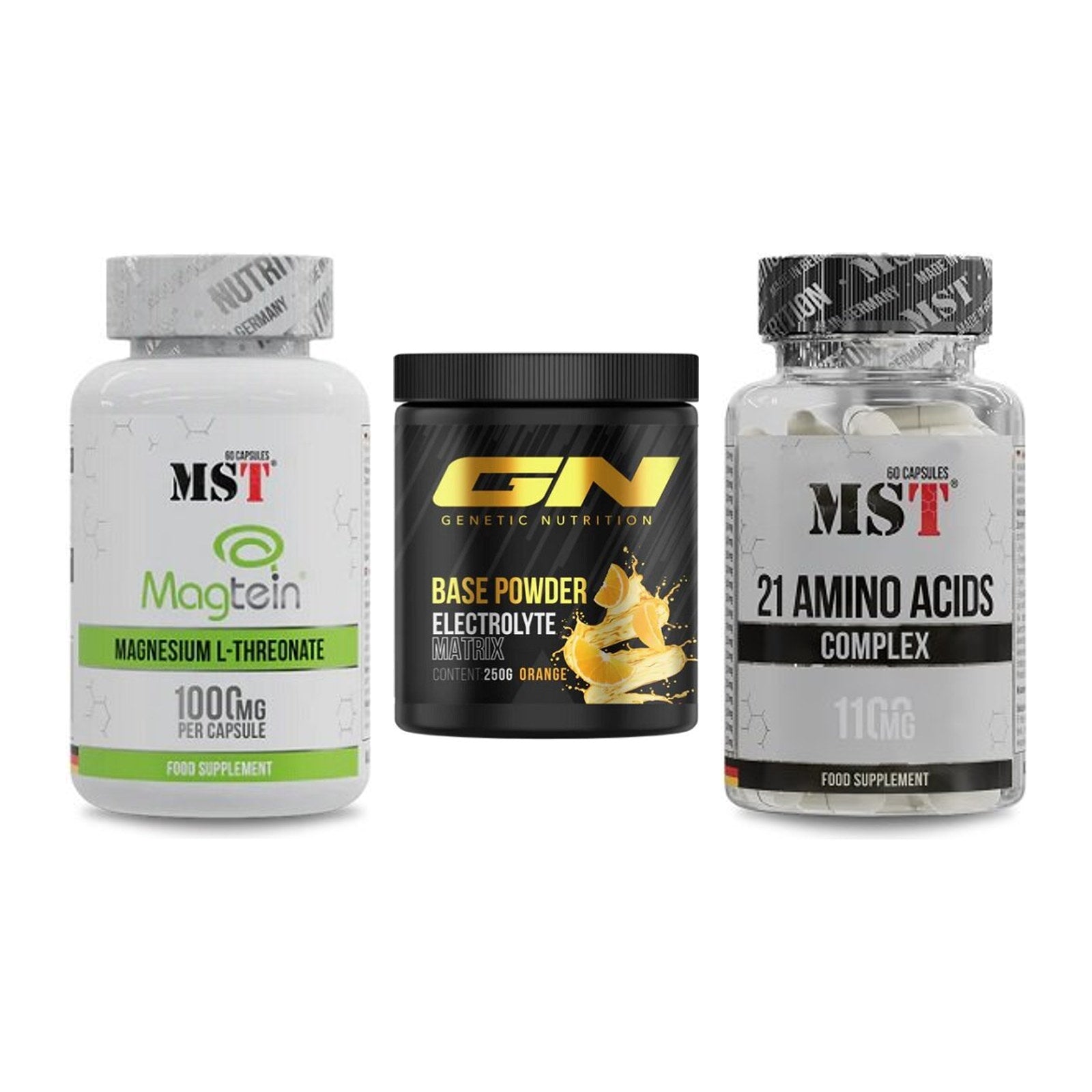 Ausdauer-Set: MST Magnesium + GN Base Powder + MST 21 Amino – alle enthaltenen Artikel
