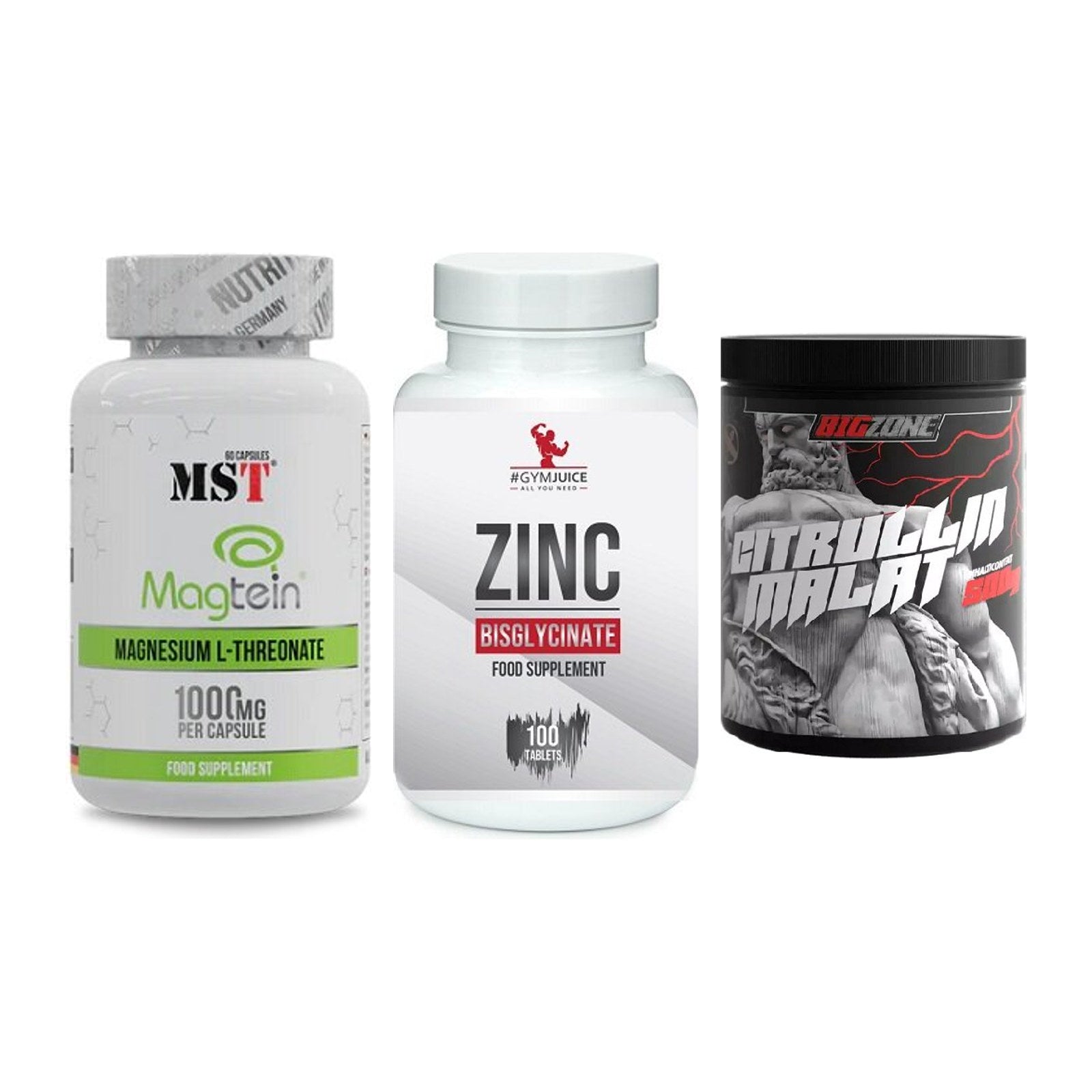 Ausdauer-Set: MST Magnesium + #GYMJUICE ZINC + Big Zone Citrull – alle enthaltenen Artikel
