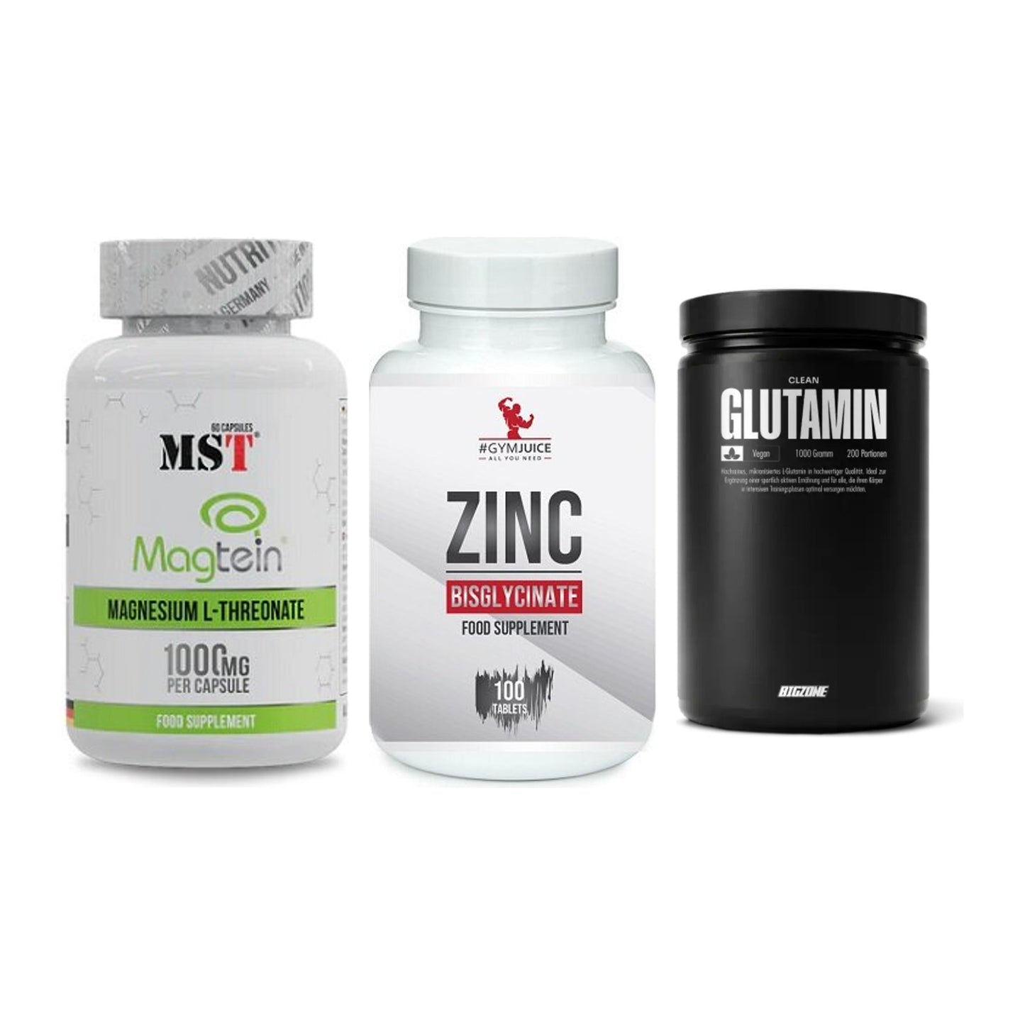 Ausdauer-Set: MST Magnesium + #GYMJUICE ZINC + Big Zone Glutami – alle enthaltenen Artikel