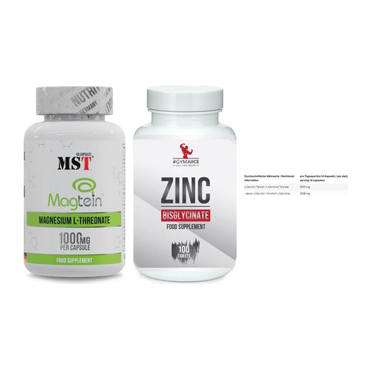 Ausdauer-Set: MST Magnesium + #GYMJUICE ZINC + INLEAD L-Carniti – alle enthaltenen Artikel