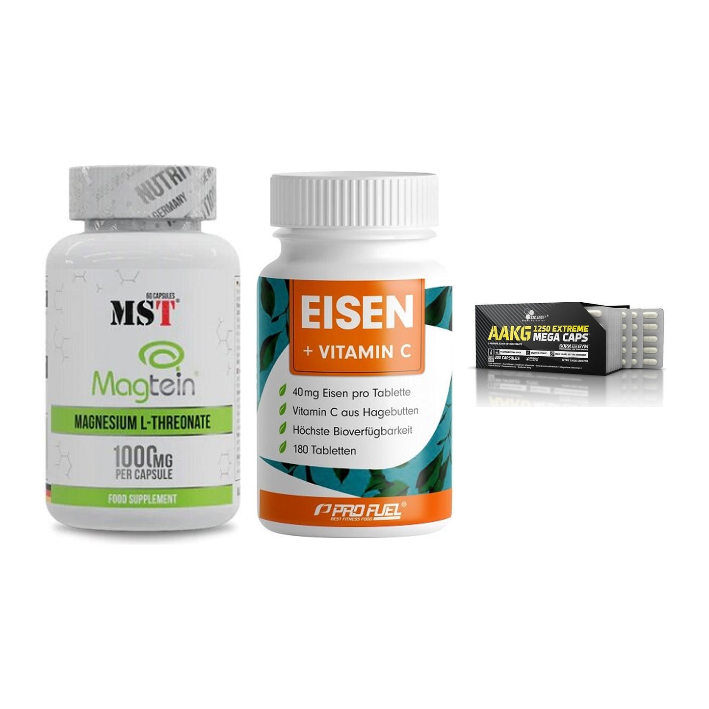 Ausdauer-Set: MST Magnesium + ProFuel EISEN + Olimp AAKG – alle enthaltenen Artikel