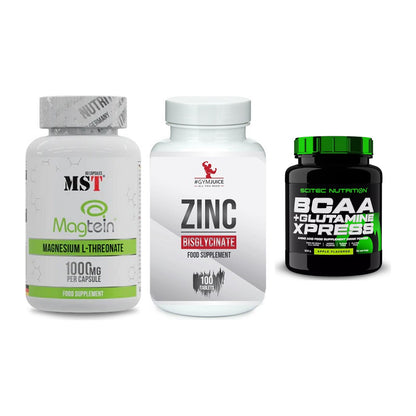Ausdauer-Set: MST Magnesium + #GYMJUICE ZINC + Scitec BCAA – alle enthaltenen Artikel