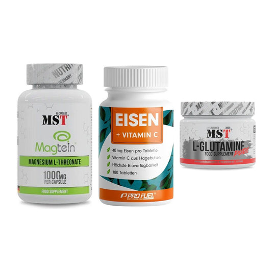 Ausdauer-Set: MST Magnesium + ProFuel EISEN + MST Glutamine – alle enthaltenen Artikel