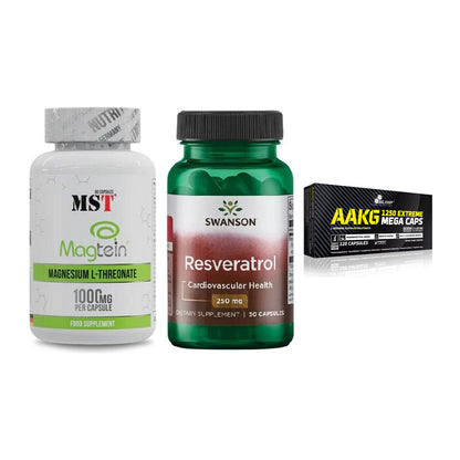 Ausdauer-Set: MST Magnesium + Swanson Resverat + Olimp AAKG – alle enthaltenen Artikel