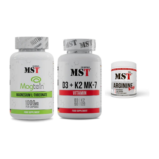 Ausdauer-Set: MST Magnesium + MST Vitamin D3 + MST Arginine RAW – alle enthaltenen Artikel
