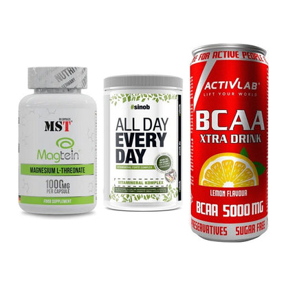 Ausdauer-Set: MST Magnesium + Sinob All Day + Activlab BCAA – alle enthaltenen Artikel