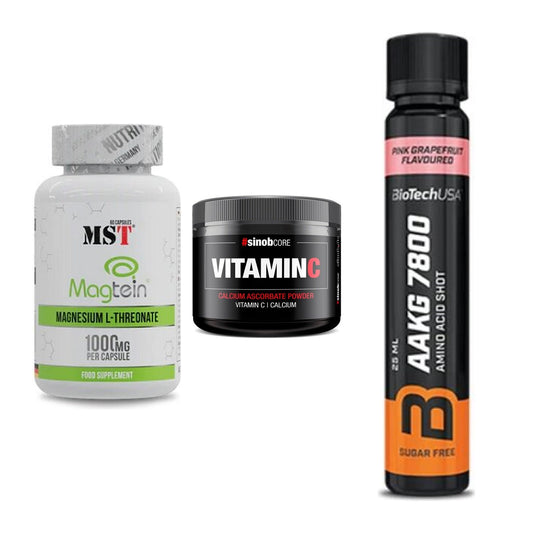 Ausdauer-Set: MST Magnesium + Sinob Vitamin C + BioTech AAKG – alle enthaltenen Artikel