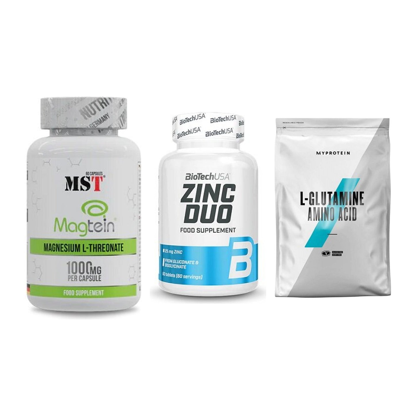 Ausdauer-Set: MST Magnesium + BioTech Zinc Duo + MyProtein – alle enthaltenen Artikel