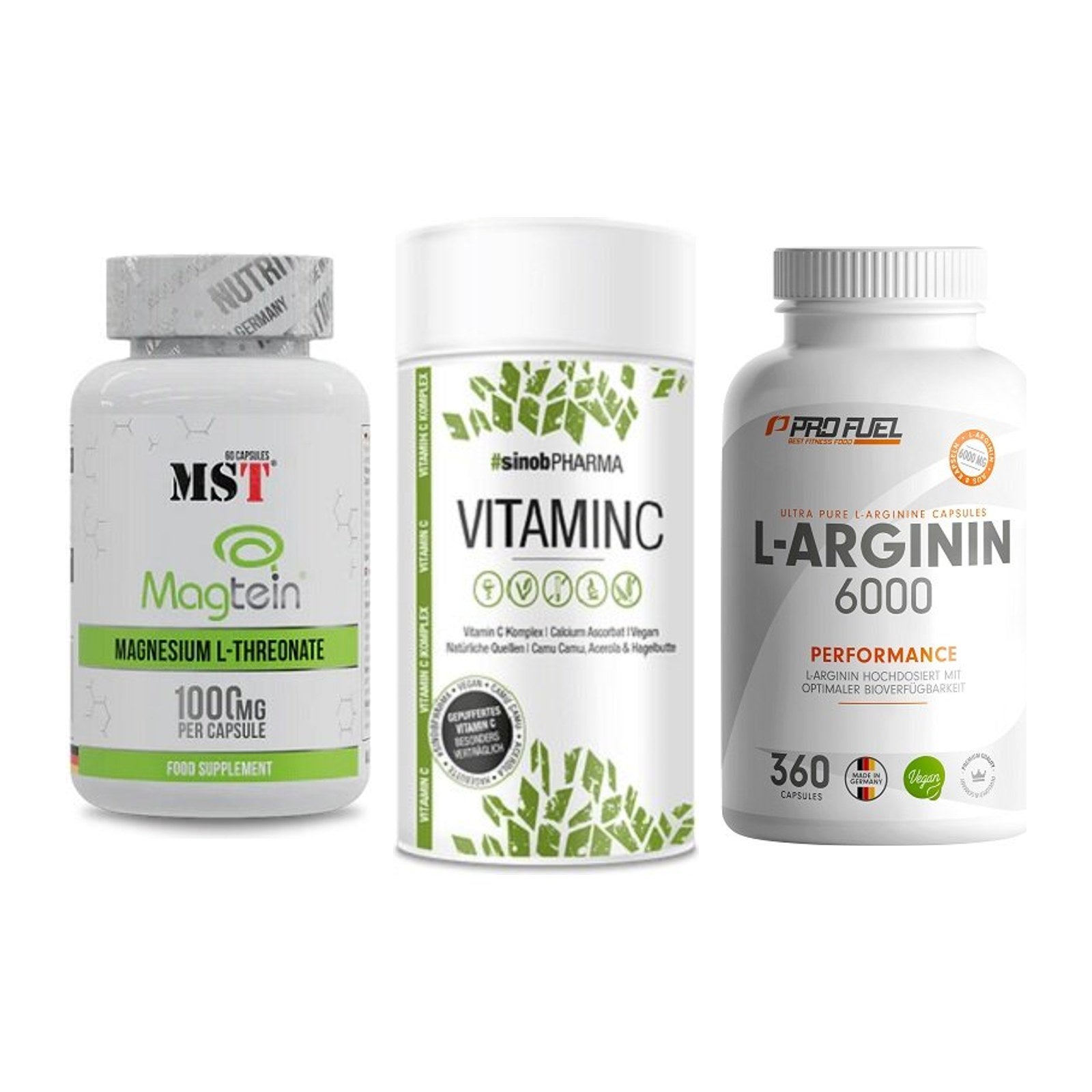 Ausdauer-Set: MST Magnesium + Sinob Vitamin C + ProFuel L-Argini – alle enthaltenen Artikel
