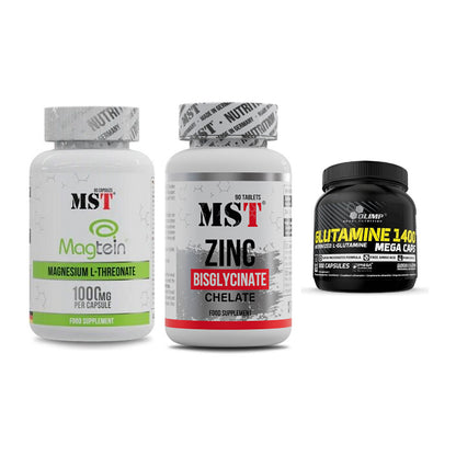 Ausdauer-Set: MST Magnesium + MST Zinc Chelate + Olimp L-Glutamin – alle enthaltenen Artikel