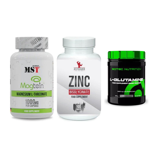 Ausdauer-Set: MST Magnesium + #GYMJUICE ZINC + Scitec L-Glutami – alle enthaltenen Artikel