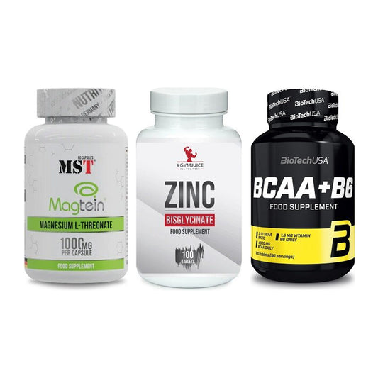 Ausdauer-Set: MST Magnesium + #GYMJUICE ZINC + BioTech BCAA+B6 – alle enthaltenen Artikel