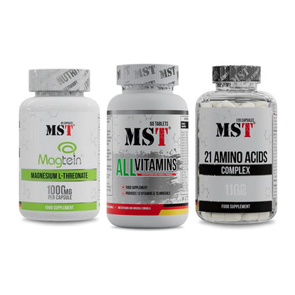 Ausdauer-Set: MST Magnesium + MST All Vitamins + MST 21 Amino – alle enthaltenen Artikel