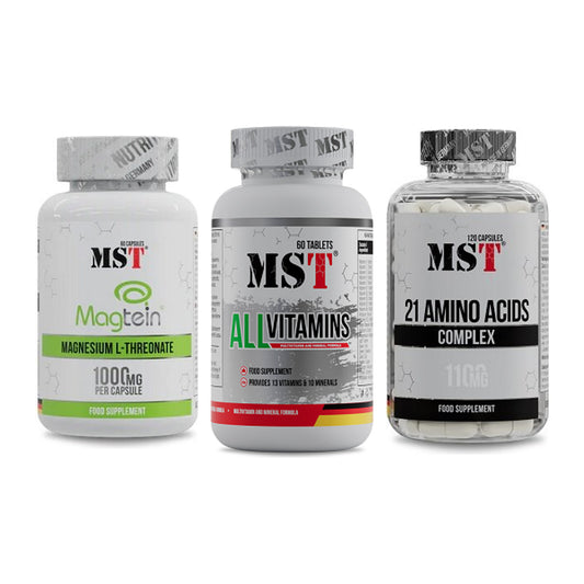 Ausdauer-Set: MST Magnesium + MST All Vitamins + MST 21 Amino – alle enthaltenen Artikel