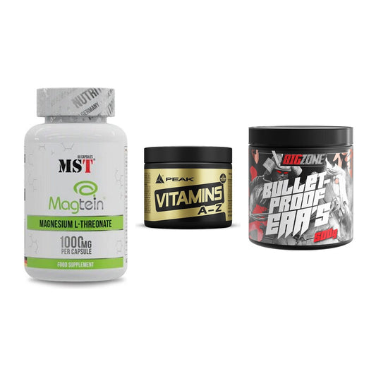 Ausdauer-Set: MST Magnesium + Peak Vitamin A-Z + Big Zone Bulletp – alle enthaltenen Artikel