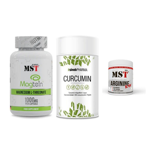 Ausdauer-Set: MST Magnesium + Sinob Curcumin + MST Arginine RAW – alle enthaltenen Artikel