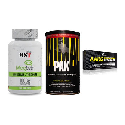 Ausdauer-Set: MST Magnesium + Universal Animal + Olimp AAKG – alle enthaltenen Artikel