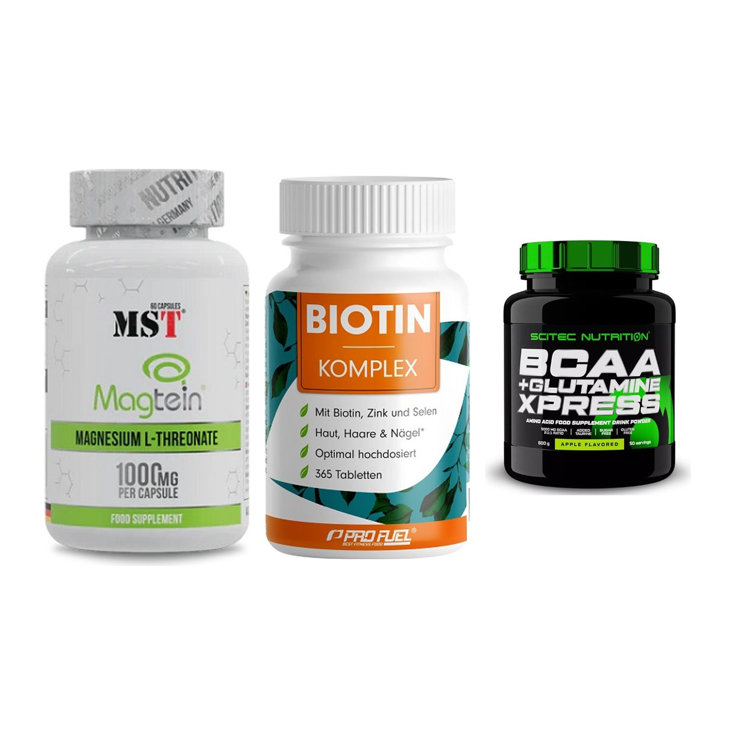 Ausdauer-Set: MST Magnesium + ProFuel BIOTIN + Scitec BCAA – alle enthaltenen Artikel