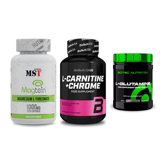 Ausdauer-Set: MST Magnesium + BioTech L-Carnit + Scitec L-Glutami – alle enthaltenen Artikel