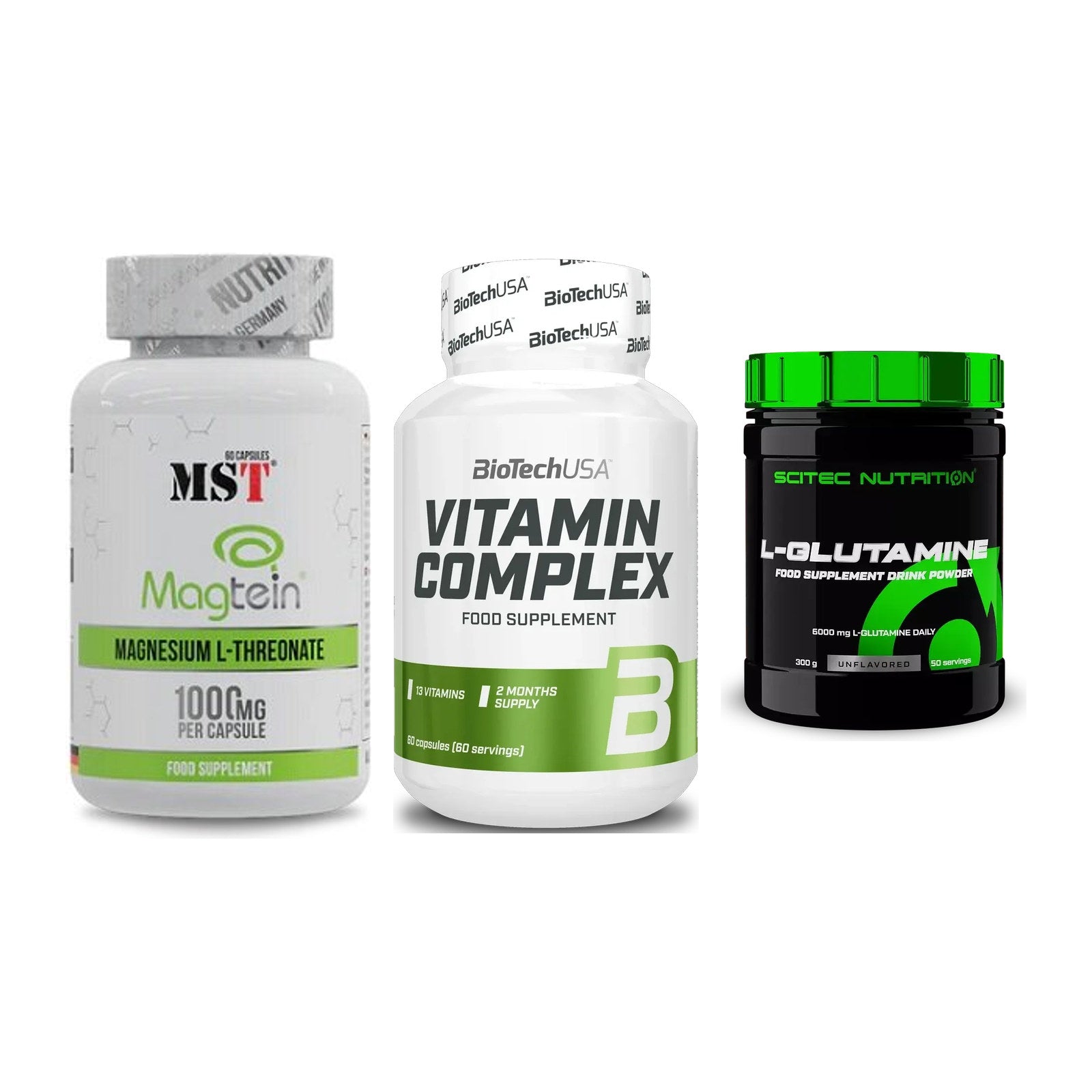 Ausdauer-Set: MST Magnesium + BioTech Vitamin + Scitec L-Glutami – alle enthaltenen Artikel