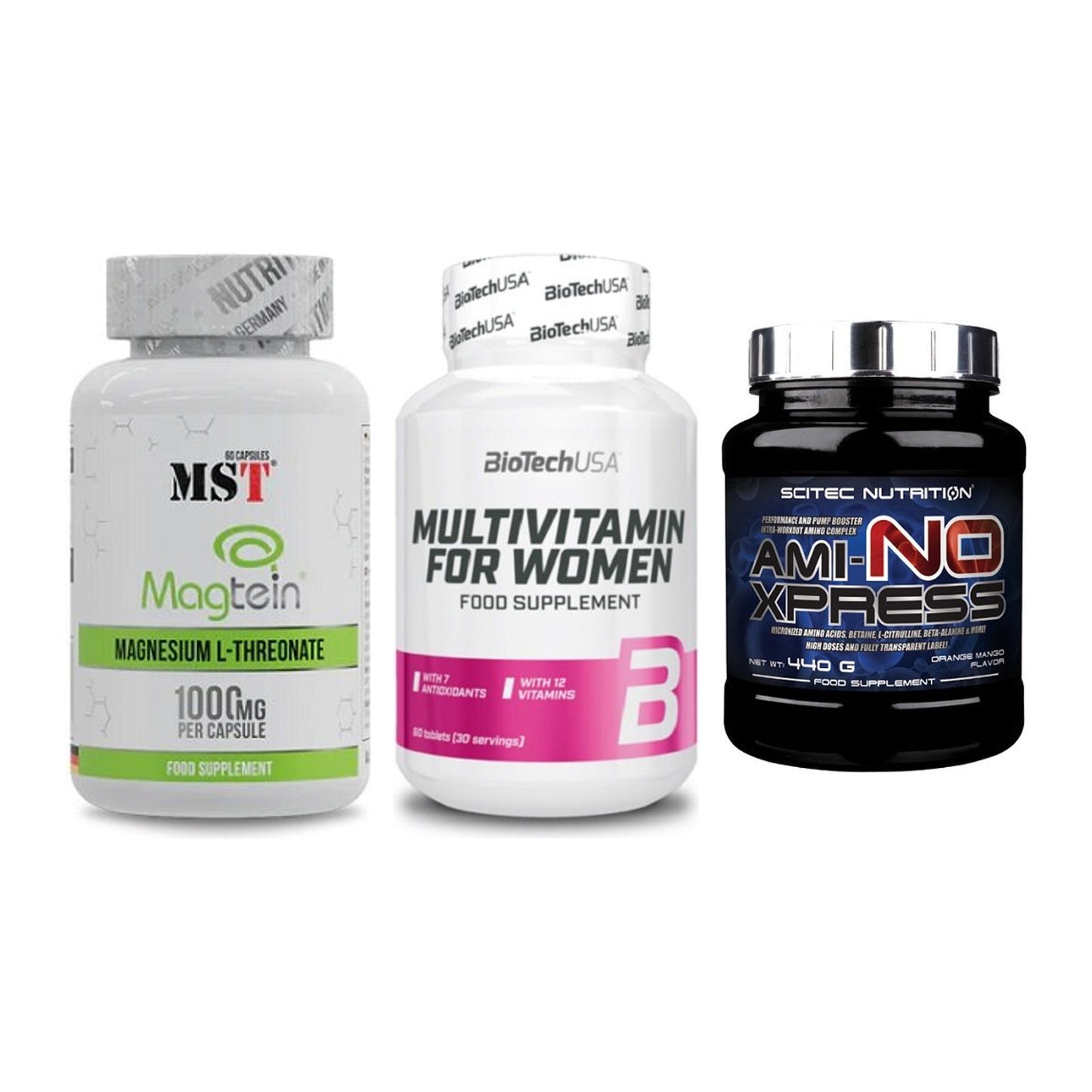Ausdauer-Set: MST Magnesium + BioTech Multivit + Scitec Ami-NO – alle enthaltenen Artikel