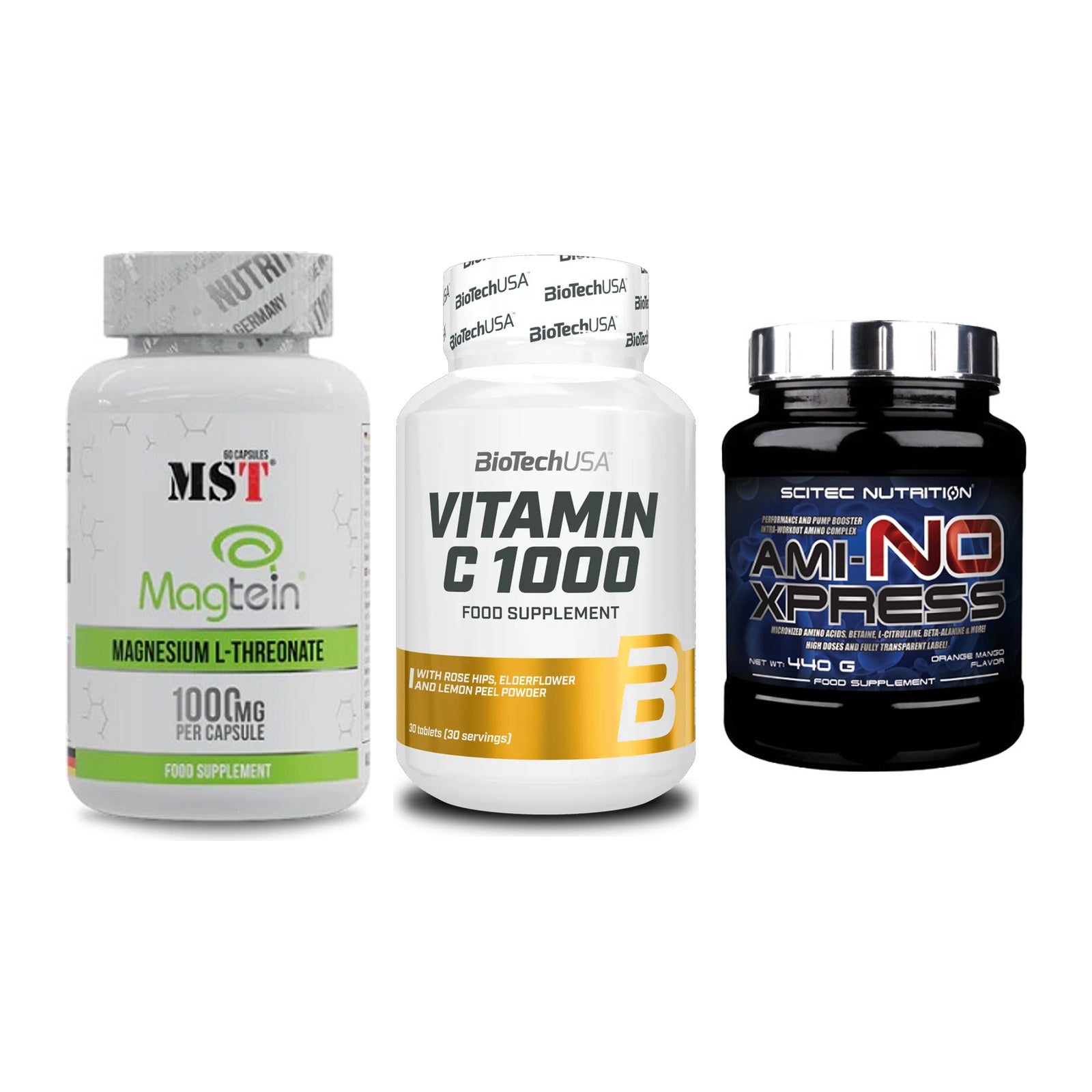 Ausdauer-Set: MST Magnesium + BioTech Vitamin + Scitec Ami-NO – alle enthaltenen Artikel