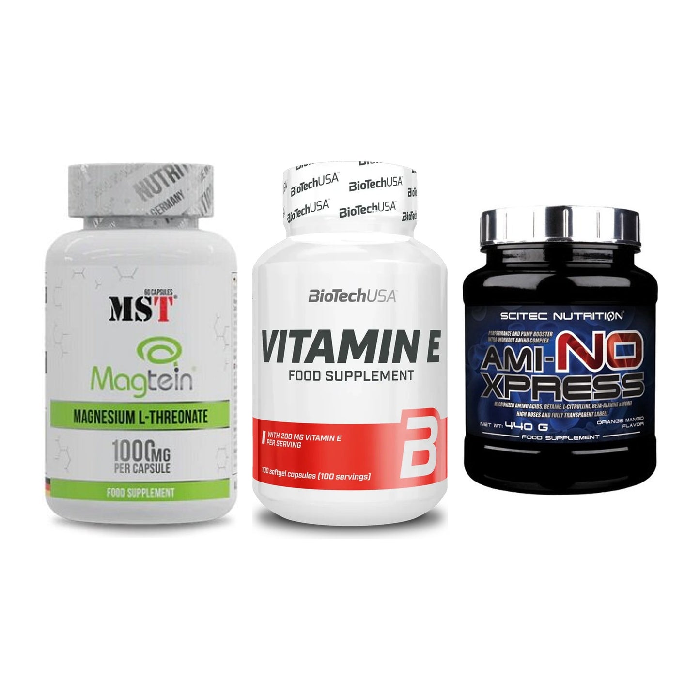 Ausdauer-Set: MST Magnesium + BioTech Vitamin + Scitec Ami-NO – alle enthaltenen Artikel