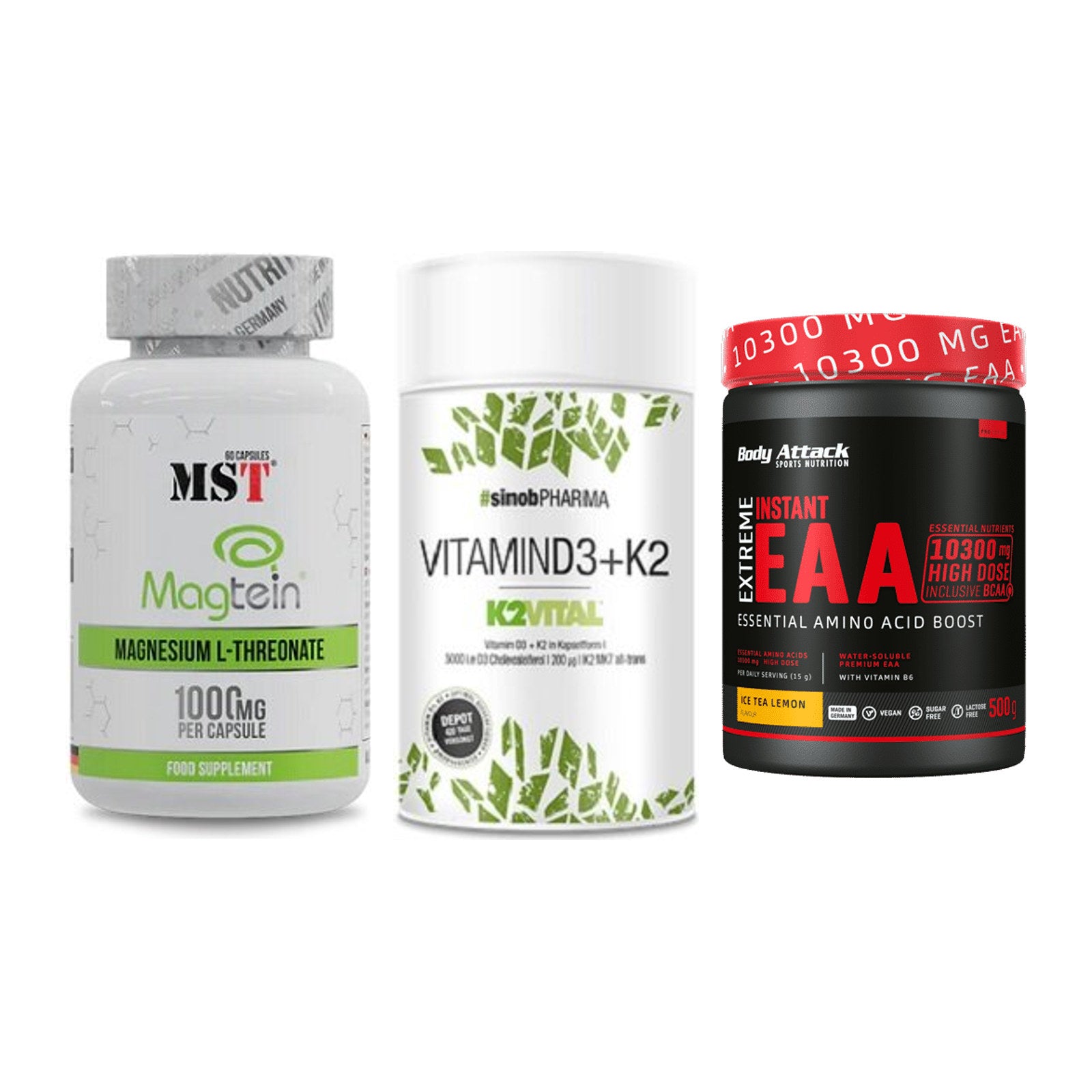 Ausdauer-Set: MST Magnesium + Sinob Vitamin D3 + Body Attack – alle enthaltenen Artikel