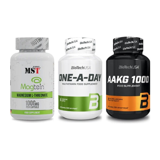 Ausdauer-Set: MST Magnesium + BioTech One A + BioTech AAKG – alle enthaltenen Artikel