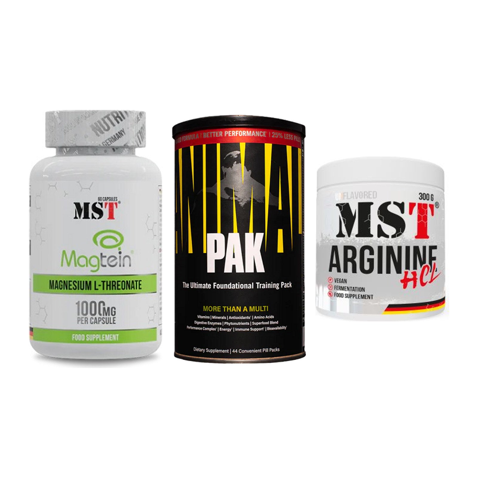 Ausdauer-Set: MST Magnesium + Universal Animal + MST Arginine HCL – alle enthaltenen Artikel