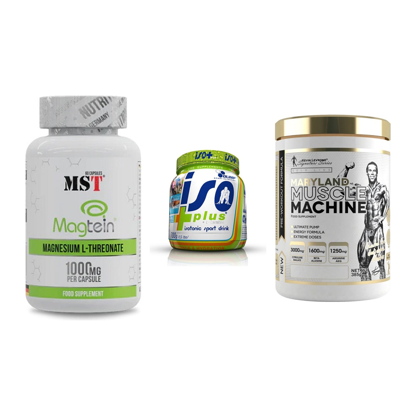 Ausdauer-Set: MST Magnesium + Olimp Iso Plus + Kevin Levrone – alle enthaltenen Artikel