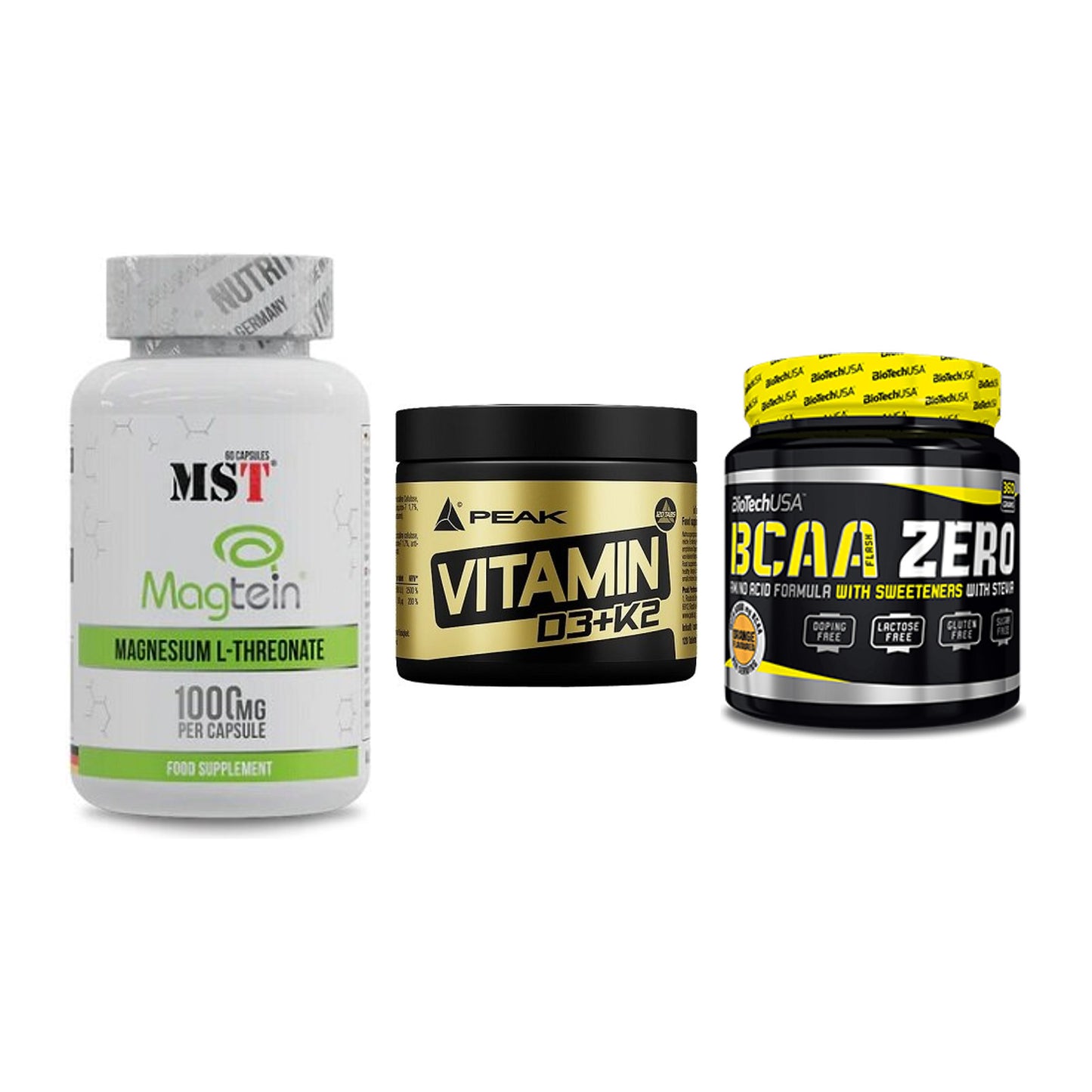 Ausdauer-Set: MST Magnesium + Peak Vitamin + BioTech BCAA – alle enthaltenen Artikel
