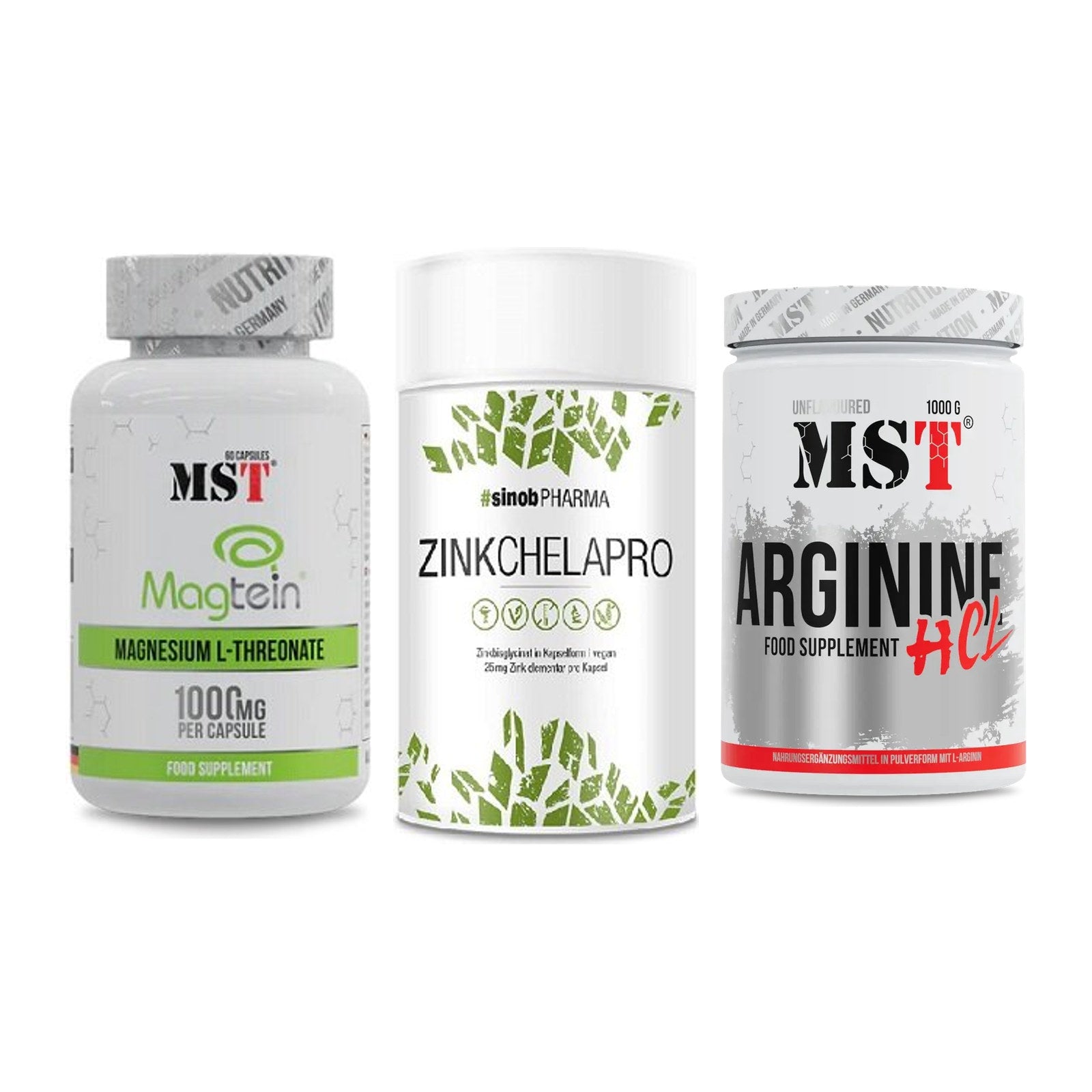 Ausdauer-Set: MST Magnesium + Sinob Zink + MST Arginine HCL – alle enthaltenen Artikel