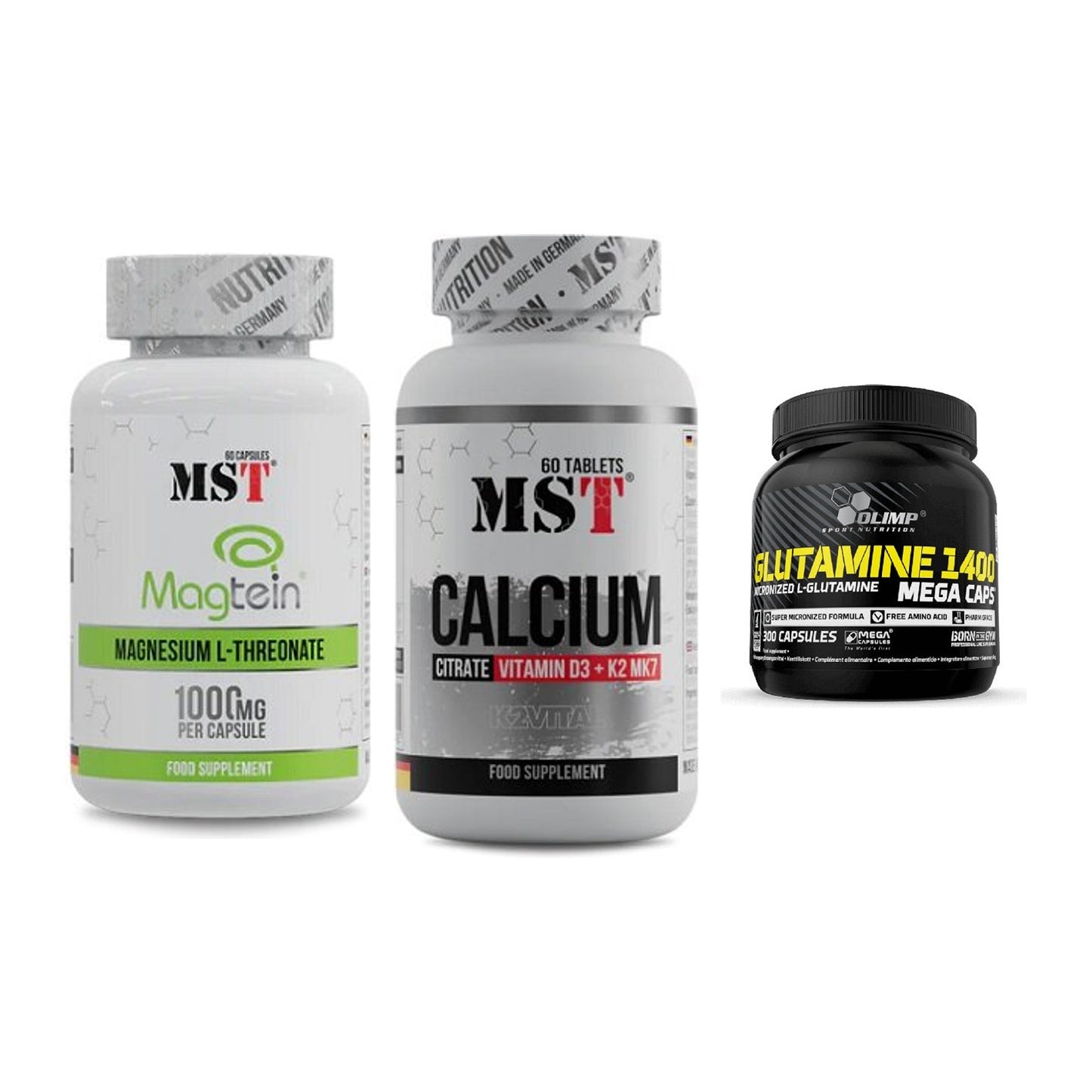 Ausdauer-Set: MST Magnesium + MST Calcium + Olimp L-Glutamin – alle enthaltenen Artikel