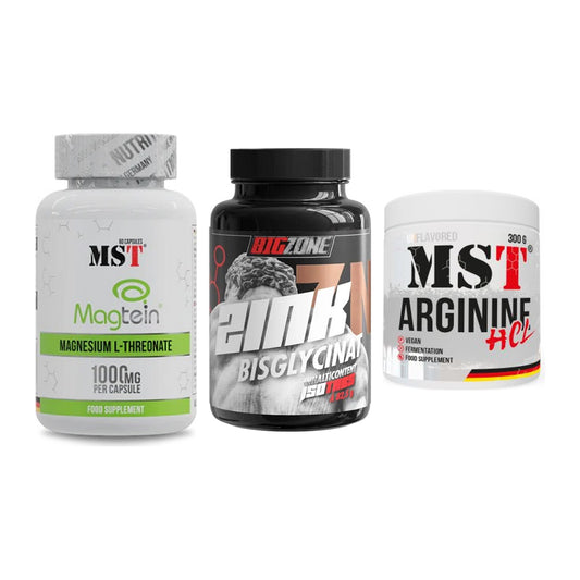 Ausdauer-Set: MST Magnesium + Big Zone Zink + MST Arginine HCL – alle enthaltenen Artikel