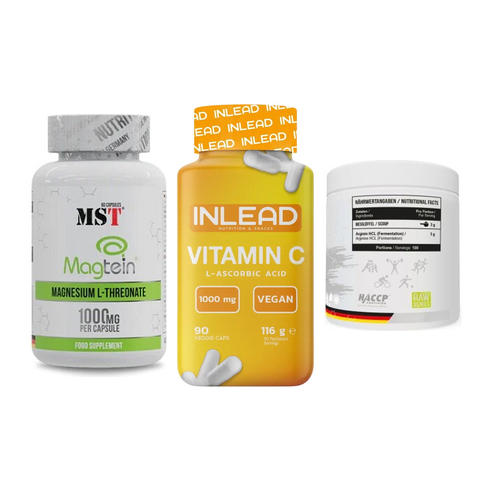 Ausdauer-Set: MST Magnesium + INLEAD Vitamin C + MST Arginine HCL – alle enthaltenen Artikel