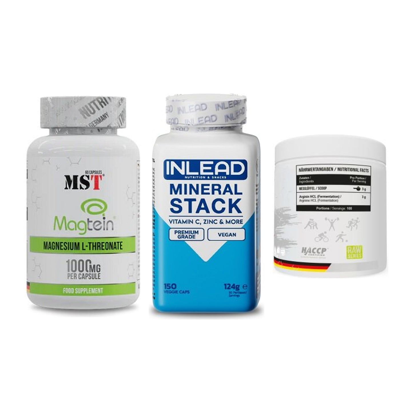 Ausdauer-Set: MST Magnesium + INLEAD Mineral + MST Arginine HCL – alle enthaltenen Artikel
