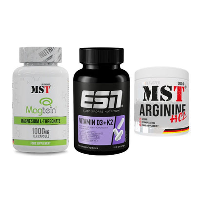 Ausdauer-Set: MST Magnesium + ESN Vitamin D3 + MST Arginine HCL – alle enthaltenen Artikel
