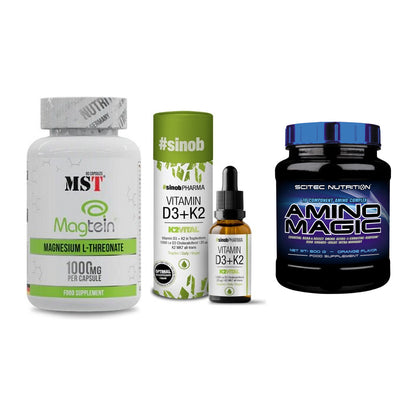 Ausdauer-Set: MST Magnesium + Sinob Vitamin D3 + Scitec Amino – alle enthaltenen Artikel