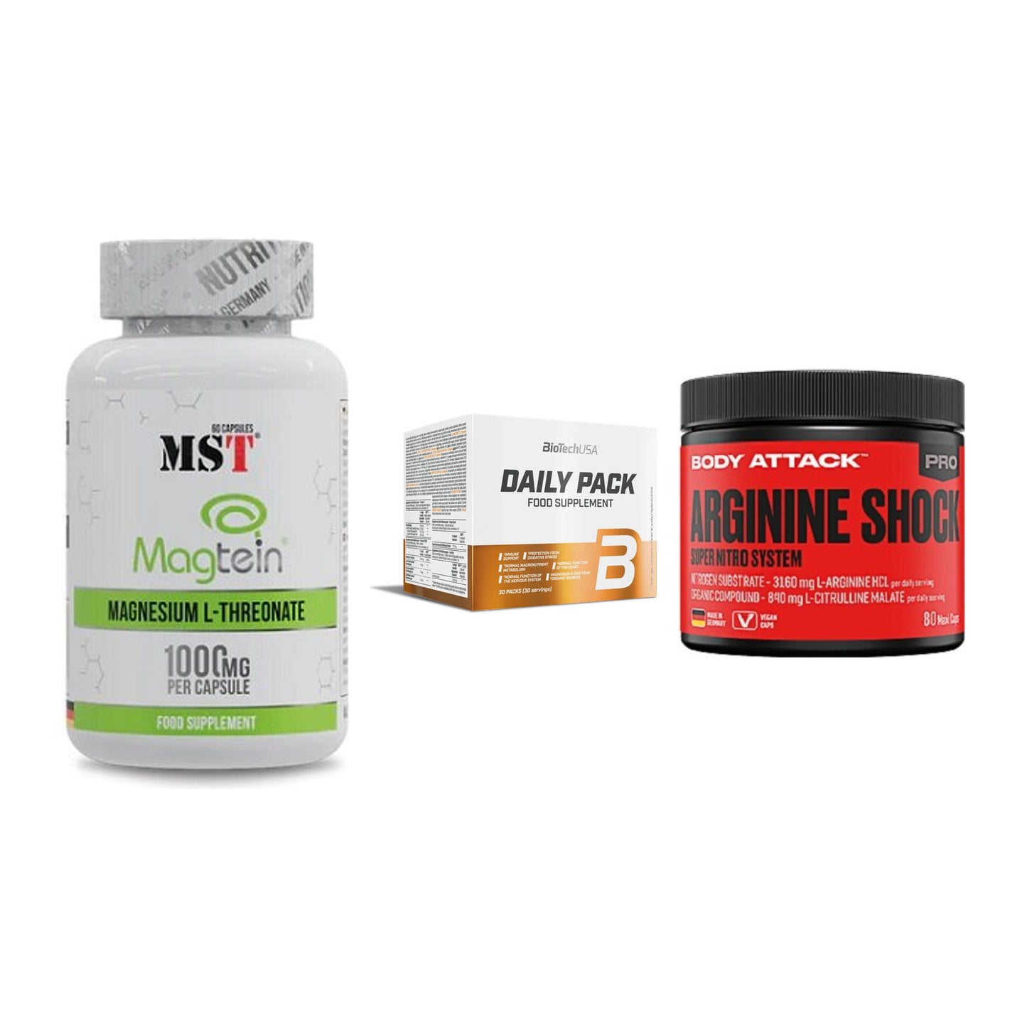 Ausdauer-Set: MST Magnesium + BioTech Daily + Body Attack – alle enthaltenen Artikel