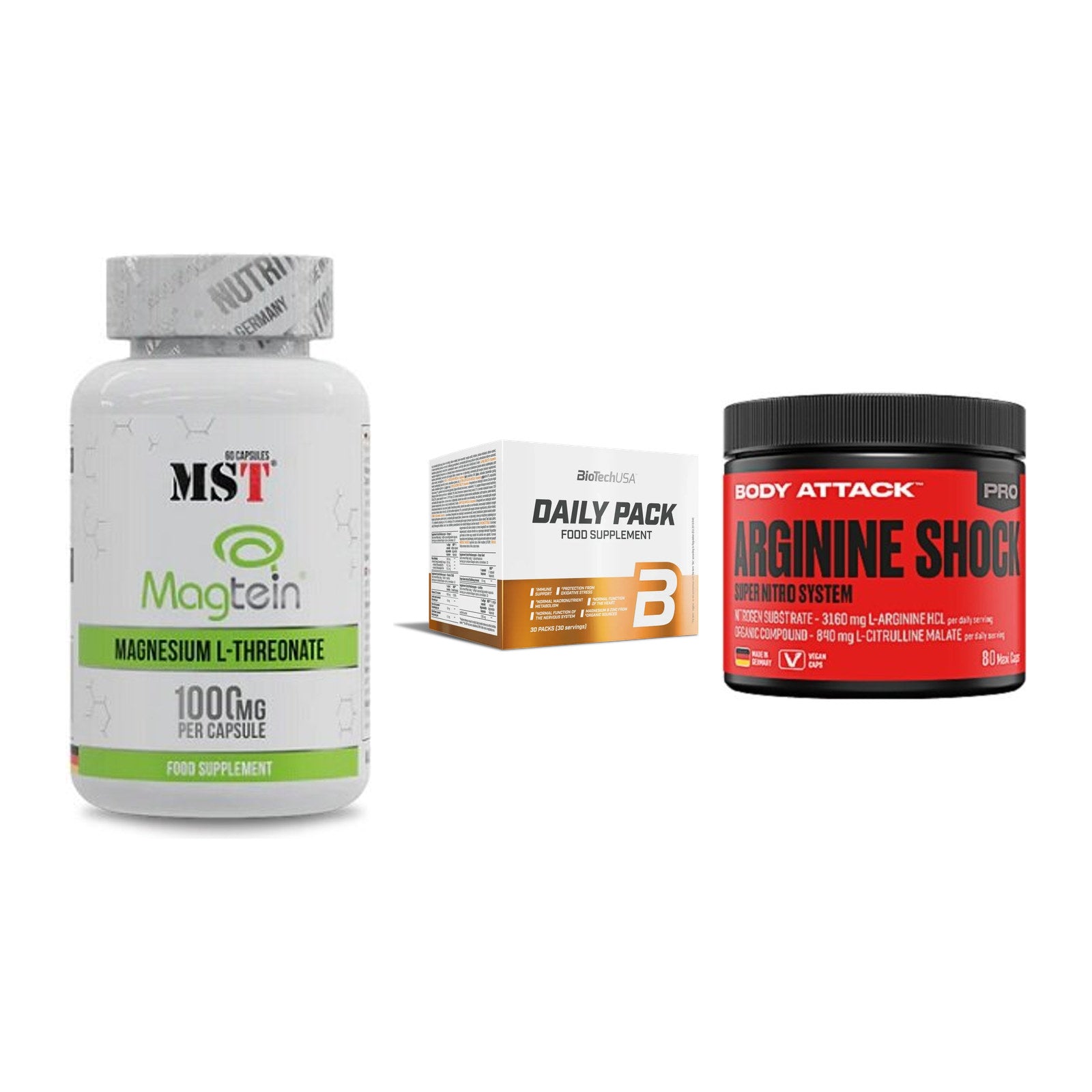 Ausdauer-Set: MST Magnesium + BioTech Daily + Body Attack – alle enthaltenen Artikel