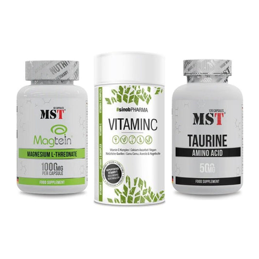 Ausdauer-Set: MST Magnesium + Sinob Vitamin C + MST Taurine – alle enthaltenen Artikel