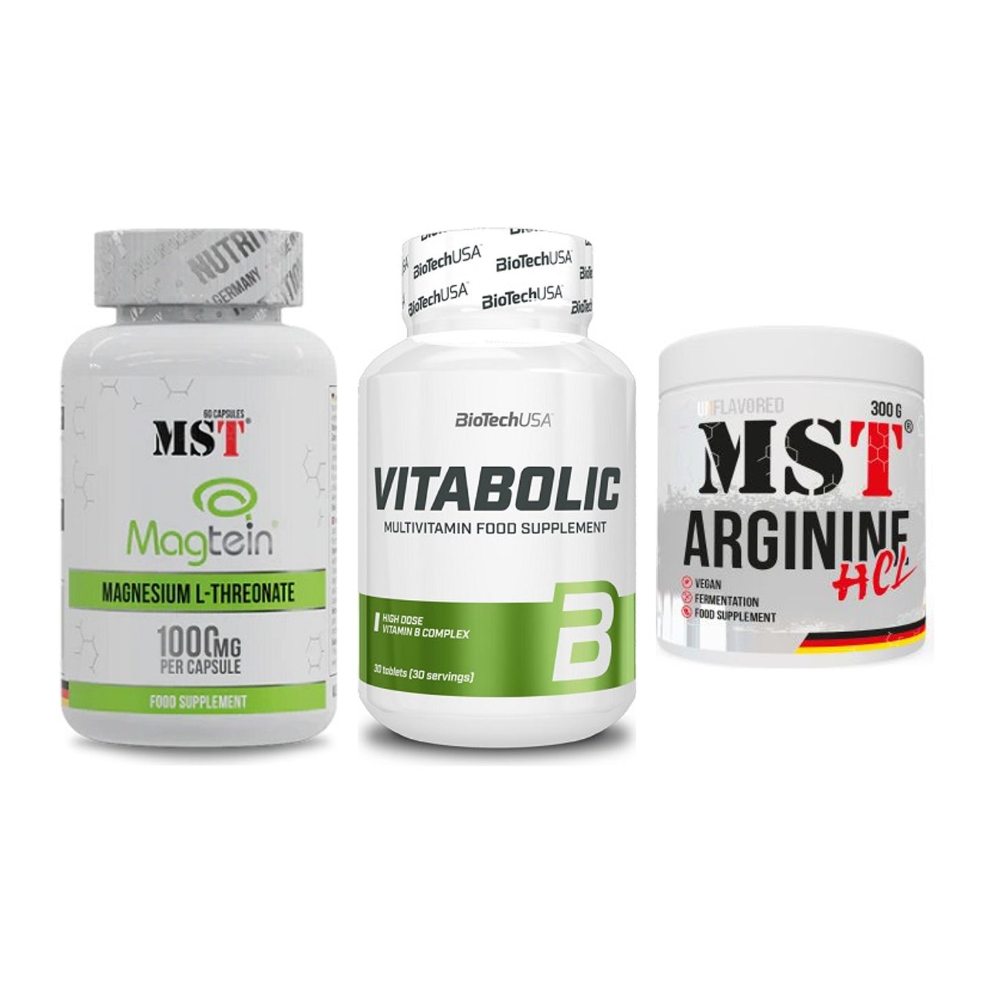 Ausdauer-Set: MST Magnesium + BioTech Vitaboli + MST Arginine HCL – alle enthaltenen Artikel