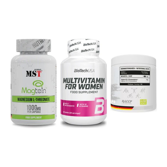 Ausdauer-Set: MST Magnesium + BioTech Multivit + MST Arginine HCL – alle enthaltenen Artikel
